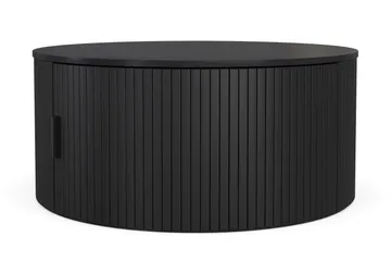 Noira Rundt Sofabord 80 cm med Opbevaring Ribbet - Sortbejdset eg - Møbler - Borde - Sofabord