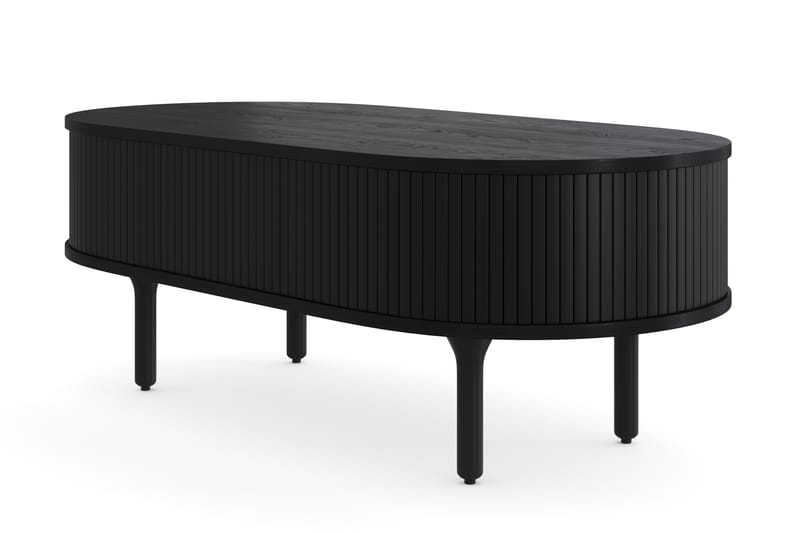 Noira Sofabord 118 cm Ovalt med Opbevaring Skuffe - Sort - Sofabord