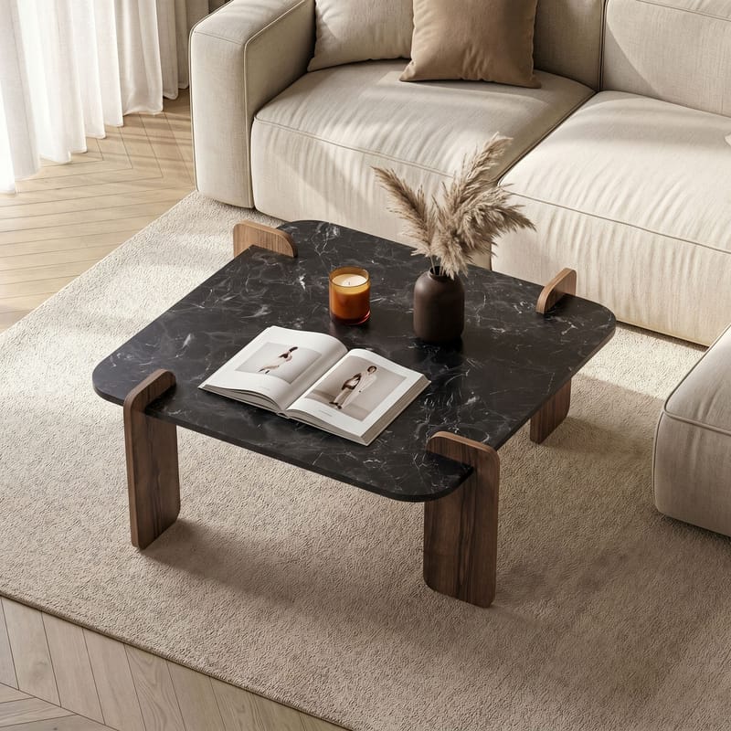 Sofabord Nordure Marais (90 x 35 x 90 cm) Lotus valnød - Møbler - Borde - Sofabord