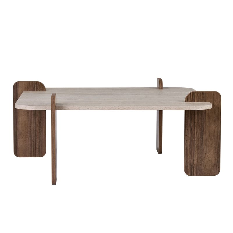 Sofabord Nordure Marais (90 x 35 x 90 cm) Travertin valnød - Møbler - Borde - Sofabord