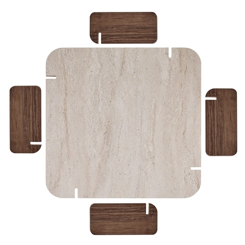 Sofabord Nordure Marais (90 x 35 x 90 cm) Travertin valnød - Møbler - Borde - Sofabord