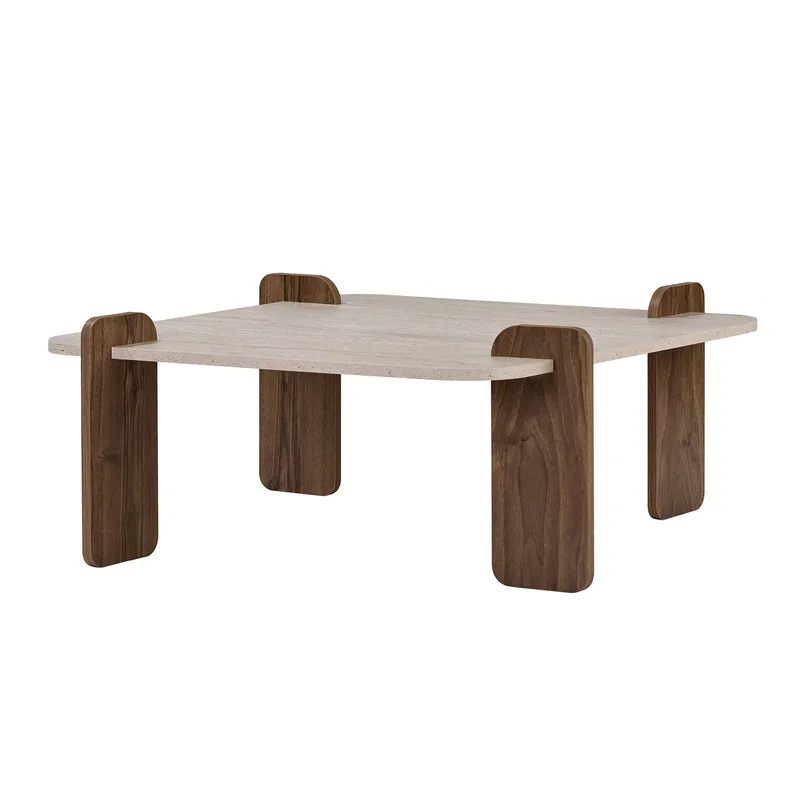 Sofabord Nordure Marais (90 x 35 x 90 cm) Travertin valnød, undefined