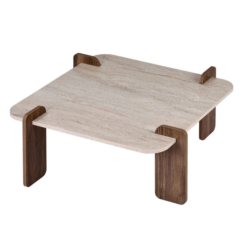 Sofabord Nordure Marais (90 x 35 x 90 cm) Travertin valnød - Møbler - Borde - Sofabord