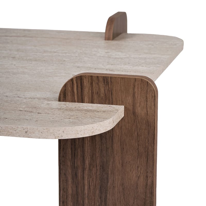 Sofabord Nordure Marais (90 x 35 x 90 cm) Travertin valnød - Møbler - Borde - Sofabord