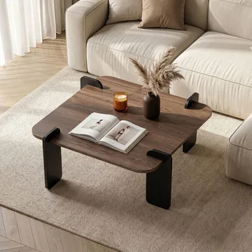 Sofabord Nordure Marais (90 x 35 x 90 cm) Valnøddetræ sort - Møbler - Borde - Sofabord