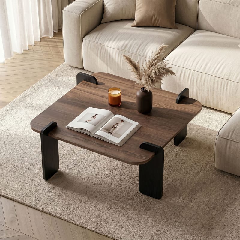 Sofabord Nordure Marais (90 x 35 x 90 cm) Valnøddetræ sort - Møbler - Borde - Sofabord