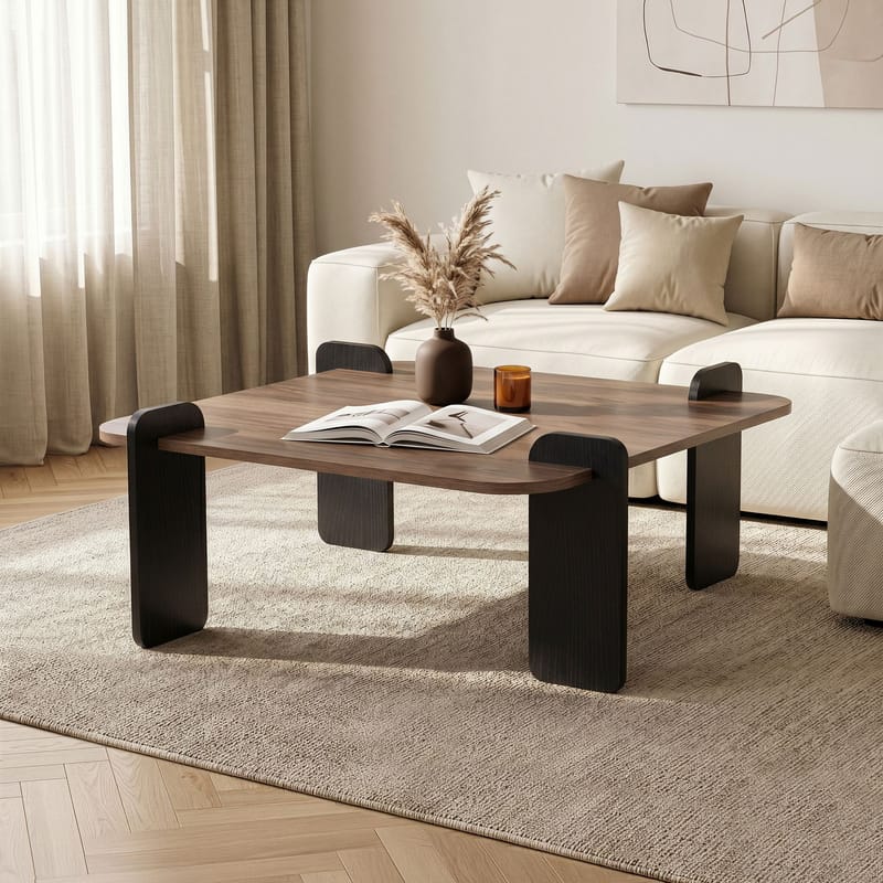 Sofabord Nordure Marais (90 x 35 x 90 cm) Valnøddetræ sort - Møbler - Borde - Sofabord