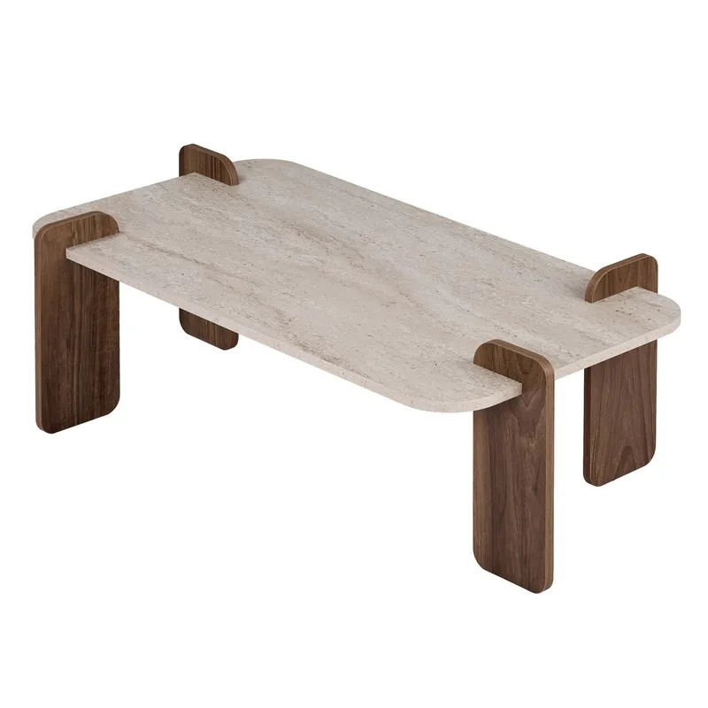 Sofabord Nordure Renard (120 x 35 x 60 cm) Travertin valnød, undefined