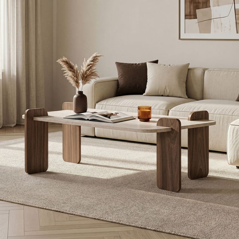 Sofabord Nordure Renard (120 x 35 x 60 cm) Travertin valnød - Møbler - Borde - Sofabord