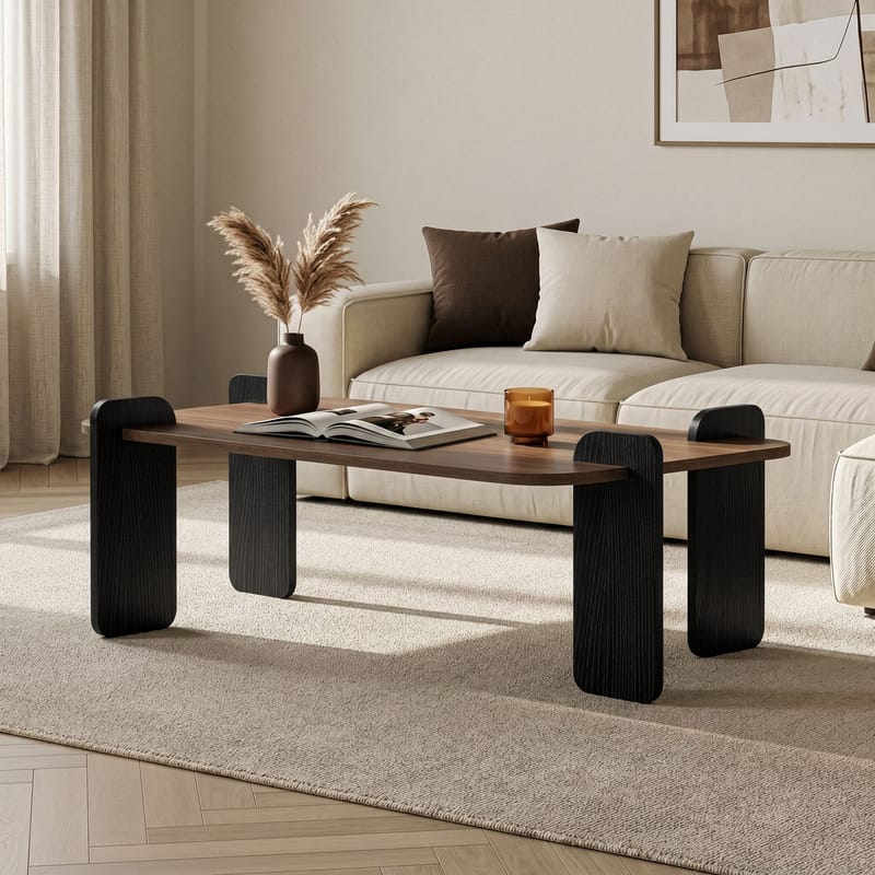 Sofabord Nordure Renard (120 x 35 x 60 cm) Valnøddetræ sort - Møbler - Borde - Sofabord