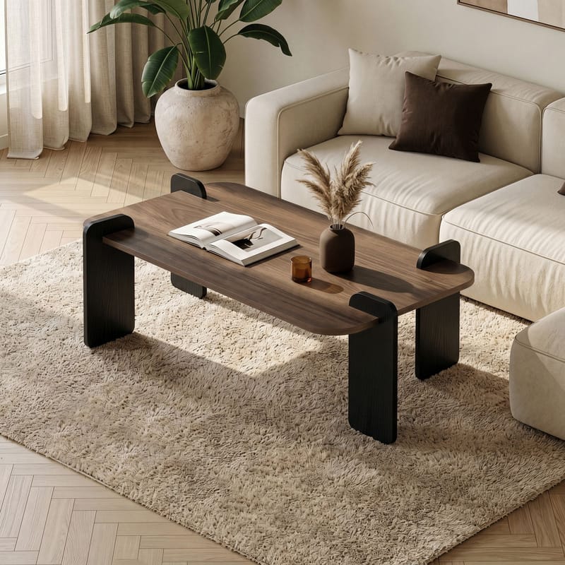 Sofabord Nordure Renard (120 x 35 x 60 cm) Valnøddetræ sort - Møbler - Borde - Sofabord