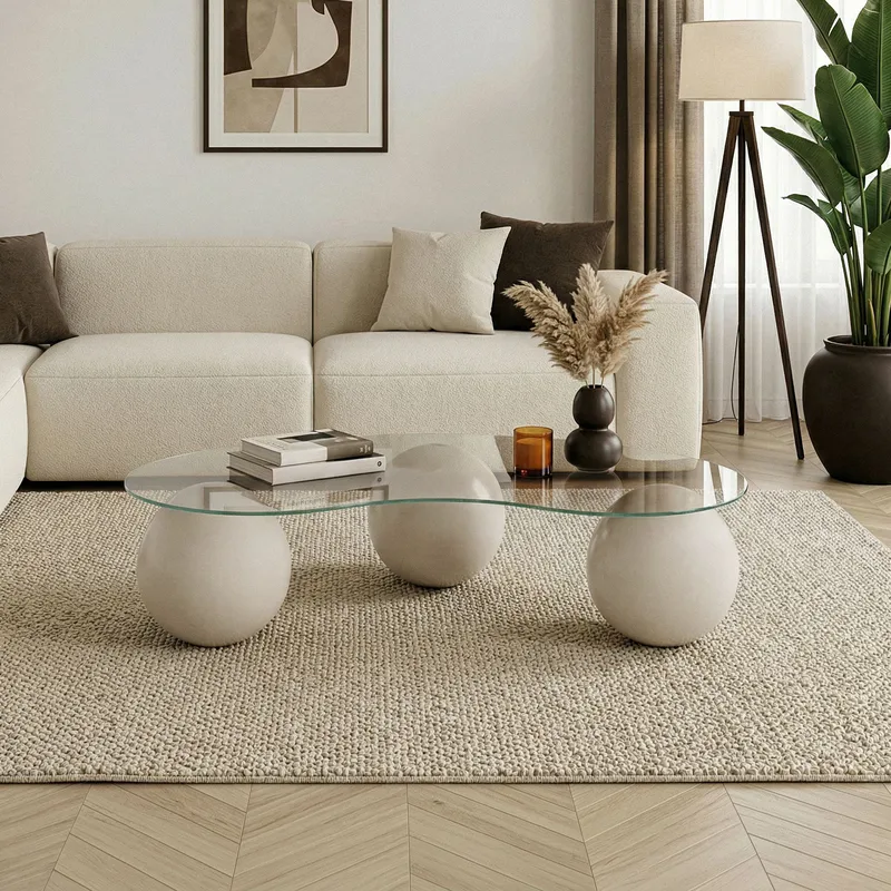 Sofabord Nordure Sphere (120 x 30 x 70 cm) Cashmere transparent - Møbler - Borde - Sofabord