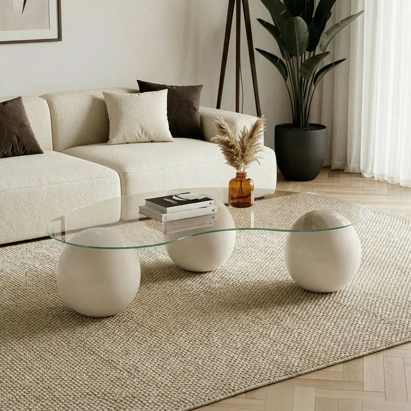 Sofabord Nordure Sphere (120 x 30 x 70 cm) Cashmere transparent - Møbler - Borde - Sofabord