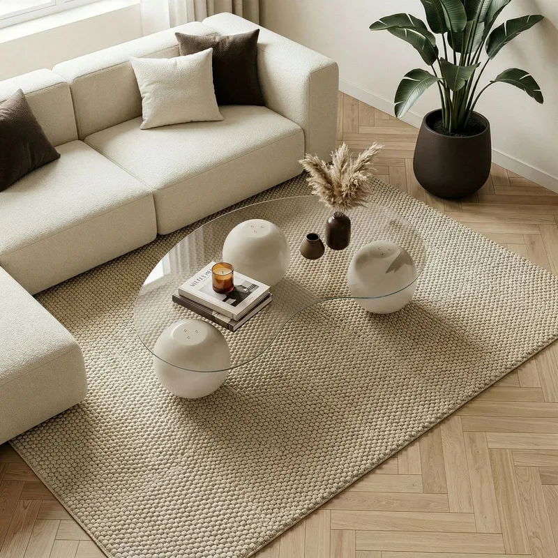 Sofabord Nordure Sphere (120 x 30 x 70 cm) Cashmere transparent - Møbler - Borde - Sofabord