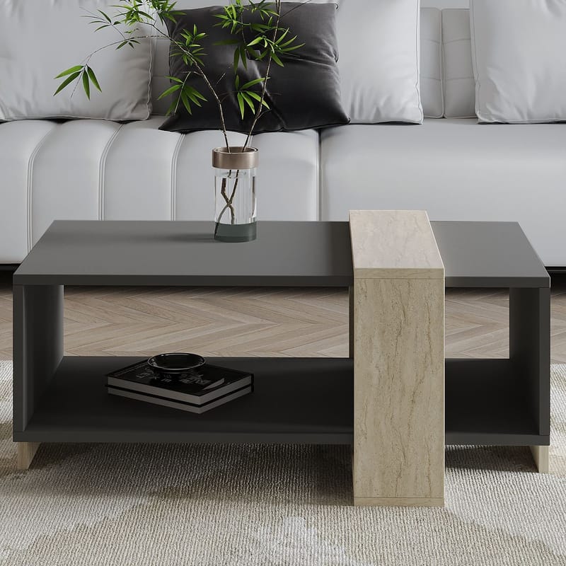 Norell Sofabord 90x40x49 cm - Travertine og Anthracite - Møbler - Borde - Sofabord