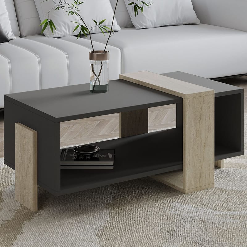 Norell Sofabord 90x40x49 cm - Travertine/Anthracite - Møbler - Borde - Sofabord