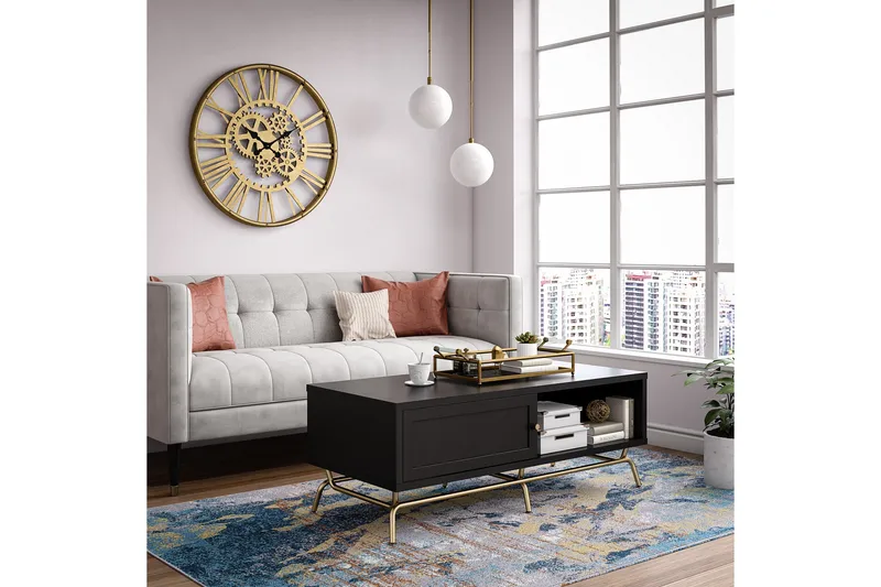 Nova Sofabord 122 cm med Opbevaring Sort - CosmoLiving - Møbler - Borde - Sofabord