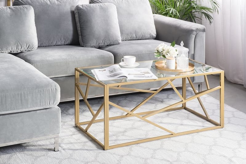 Orland Sofabord 100 cm - Glas/Guld - Møbler - Borde - Sofabord
