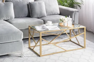 Orland Sofabord 100 cm - Glas/Guld - Møbler - Borde - Sofabord
