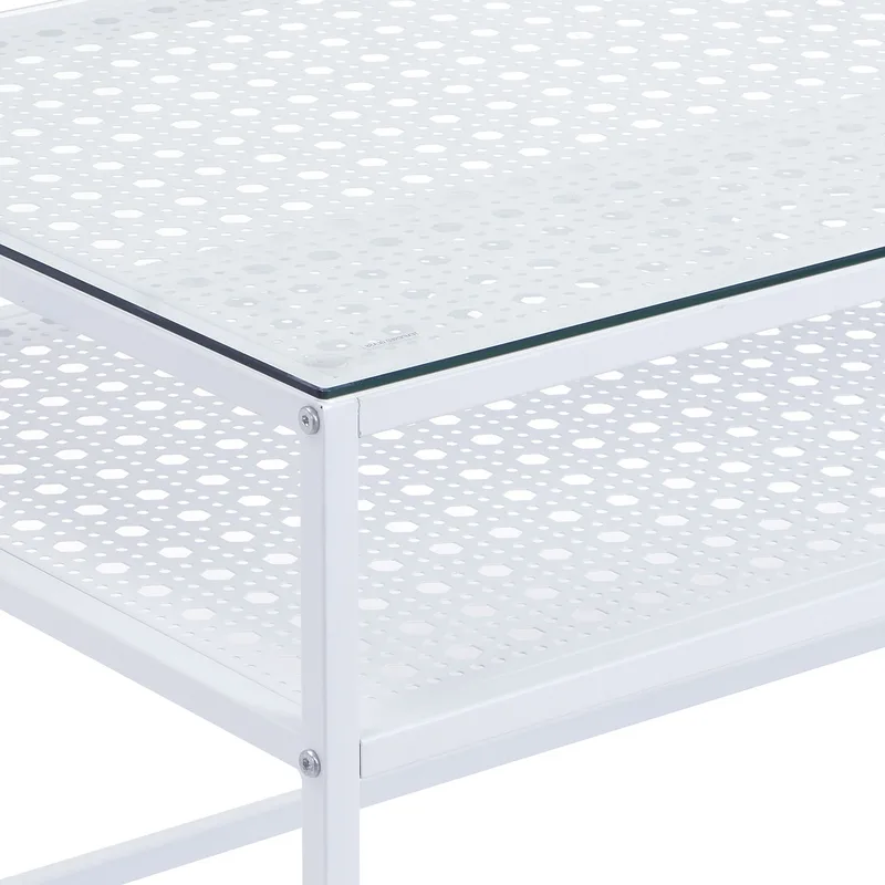 Orvanel sofabord 100 cm - Transparent og mat hvid - Møbler - Borde - Sofabord - Sofabord med opbevaring