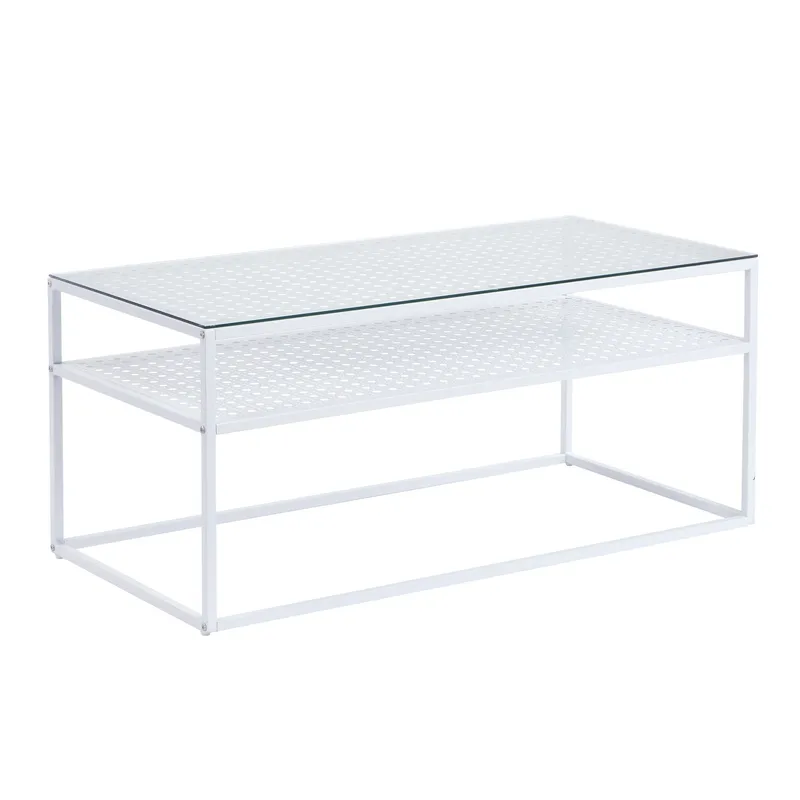 Orvanel sofabord 100 cm - Transparent og mat hvid - Møbler - Borde - Sofabord - Sofabord med opbevaring