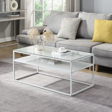 Orvanel sofabord 100 cm - Transparent og mat hvid - Møbler - Borde - Sofabord - Sofabord med opbevaring