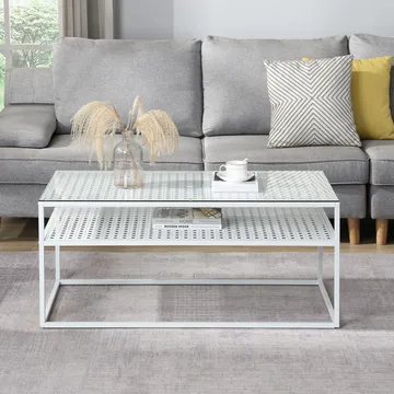 Orvanel sofabord 100 cm - Transparent og mat hvid - Møbler - Borde - Sofabord - Sofabord med opbevaring
