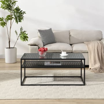 Orvanel sofabord 100 cm - Transparent og matsort - Møbler - Borde - Sofabord - Sofabord med opbevaring