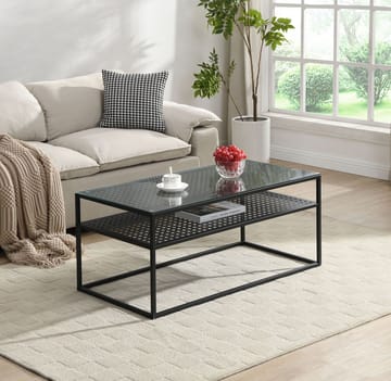Orvanel sofabord 100 cm - Transparent og matsort - Møbler - Borde - Sofabord - Sofabord med opbevaring