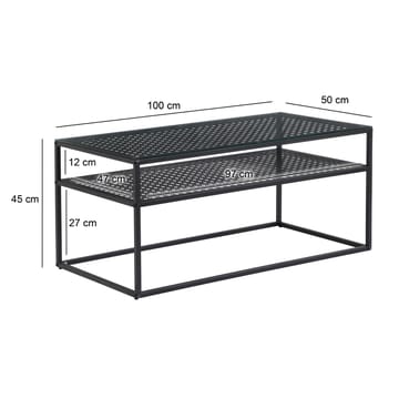 Orvanel sofabord 100 cm - Transparent og matsort - Møbler - Borde - Sofabord - Sofabord med opbevaring