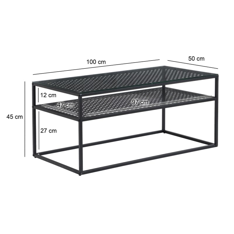 Orvanel sofabord 100 cm - Transparent og matsort - Møbler - Borde - Sofabord - Sofabord med opbevaring