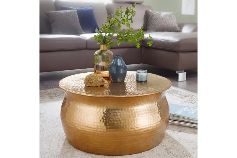 Osagie Sofabord 60 cm Rundt - Guld - Møbler - Borde - Sofabord