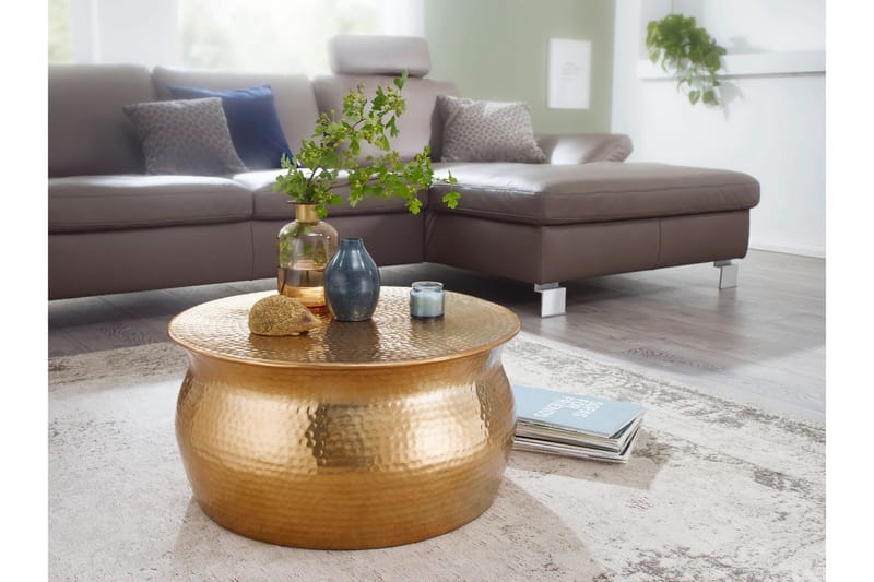 Osagie Sofabord 60 cm Rundt - Guld - Møbler - Borde - Sofabord