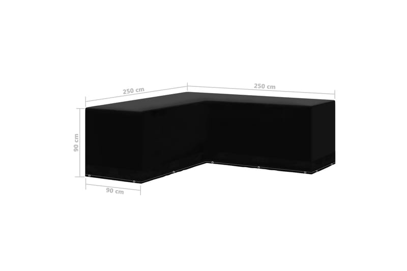 Overtræk Til Havemøbler L-Formet 250x250x90cm 12 Snørehuller - Sort - Møbler - Borde - Sofabord