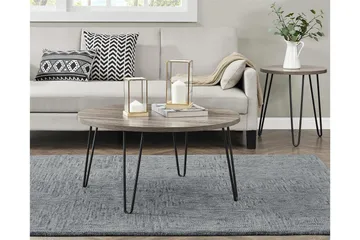Owen Sofabord 90 cm Ovalt Rundt Grå/Sort - Dorel Home - Møbler - Borde - Sofabord