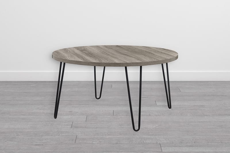 Owen Sofabord 90 cm Ovalt Rundt Grå/Sort - Dorel Home - Møbler - Borde - Sofabord