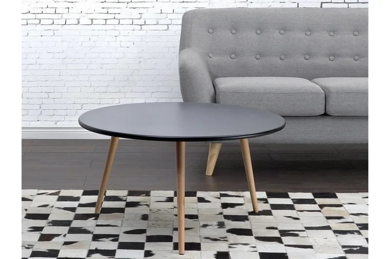 Pagliei Sofabord 80 cm Rundt, Sort/Natur