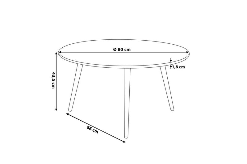 Pagliei Sofabord 80 cm Rundt - Sort/Natur - Møbler - Borde - Sofabord