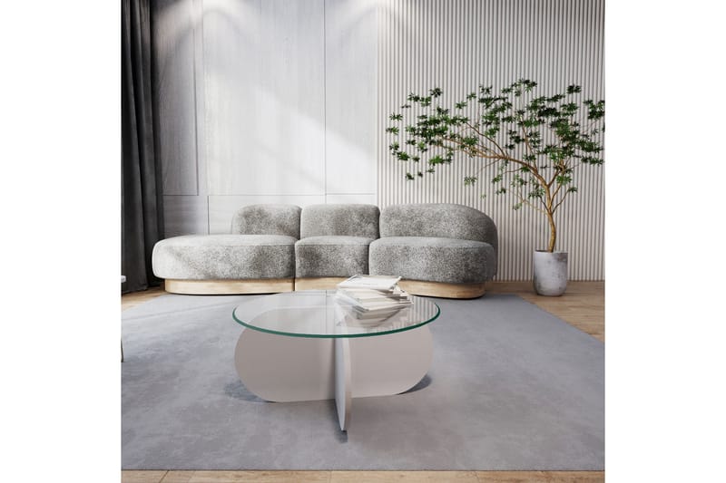 Pakalni Sofabord 75x35x75 cm Rundt - Hvid - Møbler - Borde - Sofabord