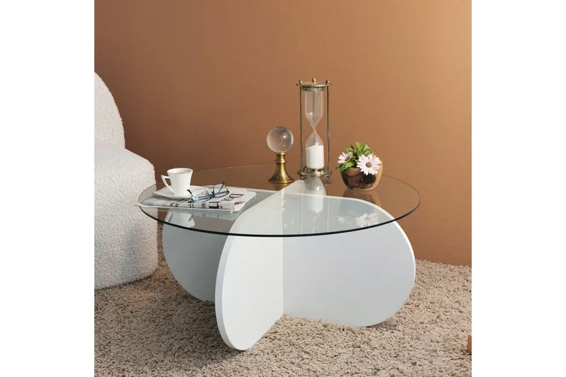 Pakalni Sofabord 75x35x75 cm Rundt - Hvid - Møbler - Borde - Sofabord