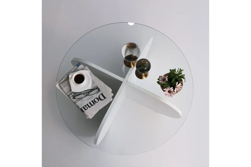 Pakalni Sofabord 75x35x75 cm Rundt - Hvid - Møbler - Borde - Sofabord