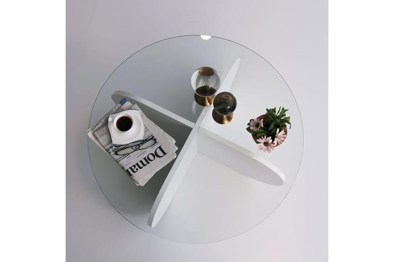 Pakalni Sofabord 75x35x75 cm Rundt - Hvid - Møbler - Borde - Sofabord