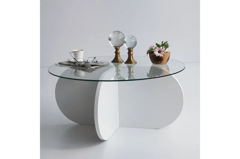 Pakalni Sofabord 75x35x75 cm Rundt - Hvid - Møbler - Borde - Sofabord