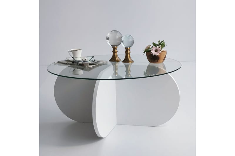 Pakalni Sofabord 75x35x75 cm Rundt - Hvid - Møbler - Borde - Sofabord