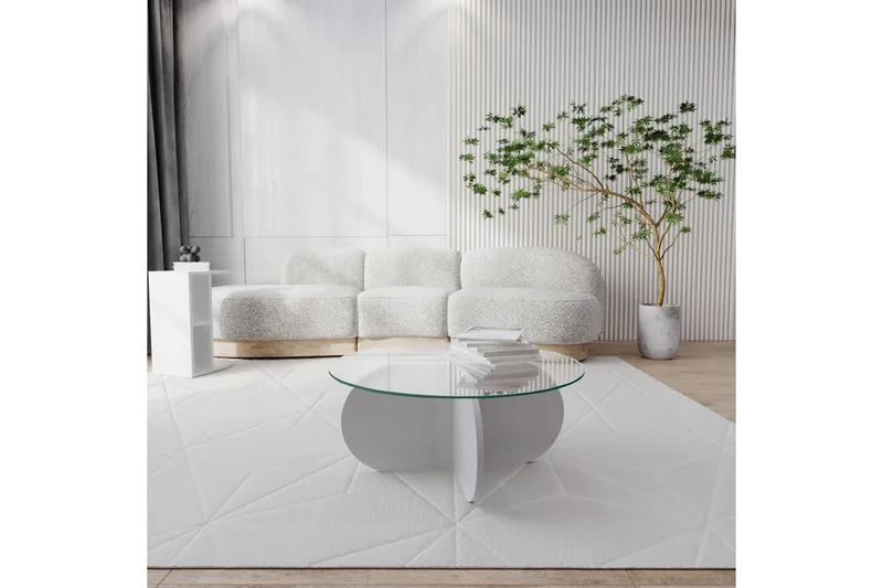 Pakalni Sofabord 75x35x75 cm Rundt - Hvid - Møbler - Borde - Sofabord