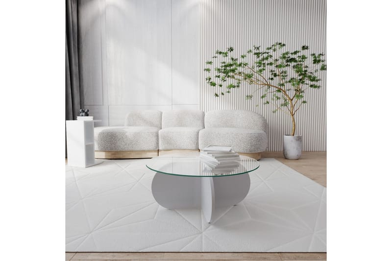 Pakalni Sofabord 75x35x75 cm Rundt - Hvid - Møbler - Borde - Sofabord