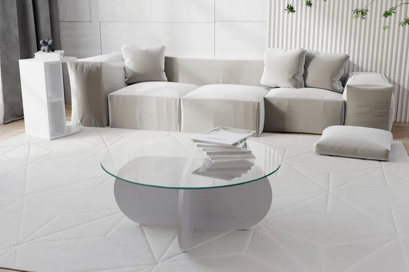 Pakalni Sofabord 75x35x75 cm Rundt - Hvid - Møbler - Borde - Sofabord