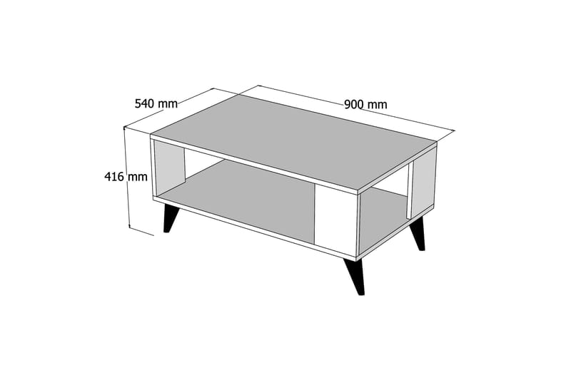 Palatka Sofabord 90 cm med Opbevaring Hylde - Mørkebrun - Møbler - Borde - Sofabord