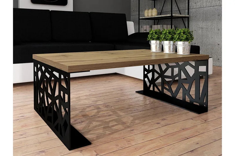 Palesia Sofabord 100 cm - Beige/Sort/Brun - Møbler - Borde - Sofabord