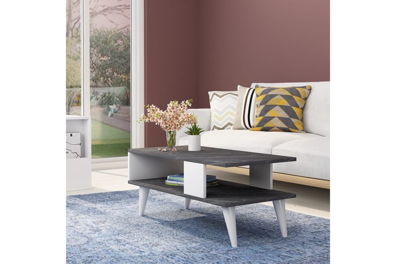 Palgrave Sofabord 90x40x90 cm - Sort/Hvid - Møbler - Borde - Sofabord
